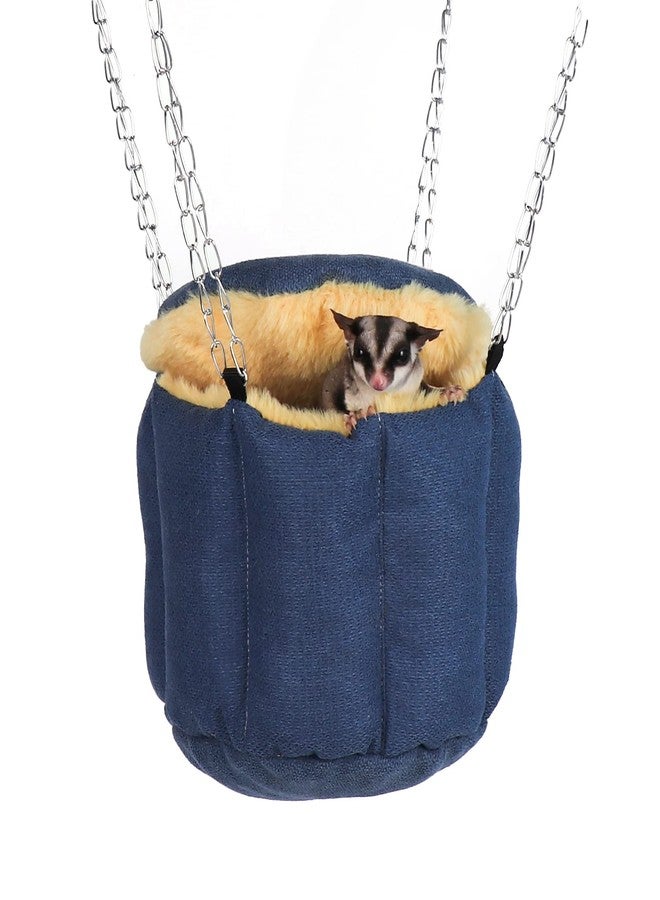 HardcorePet Sugar Glider Pouch, Rat Hanging Bed, Chipmunks Warm Bed, Rat Cage Accessories, Small Pet Animals Bed Dutch Pig Hamster Nest, Syrian Hamster Habitat Mini House, Play and Sleeping (Blue) - Image 1